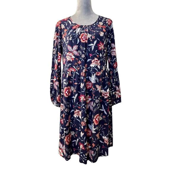 Old Navy Swing Dress Womens Small Blue Floral Soft Woven Keyhole Cottage Prairie - Picture 2 of 11